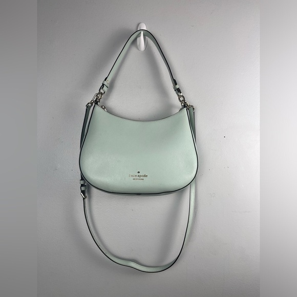 Kate Spade Staci Saffiano Leather Shoulder Bag Parchment Crystal Blue - Picture 2 of 16